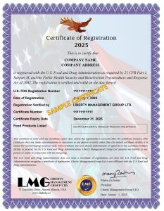 fda certificate food registration