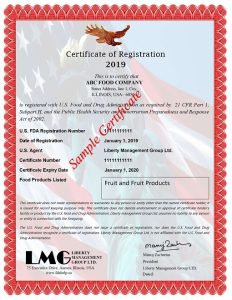 fda certificate fruit fruit products